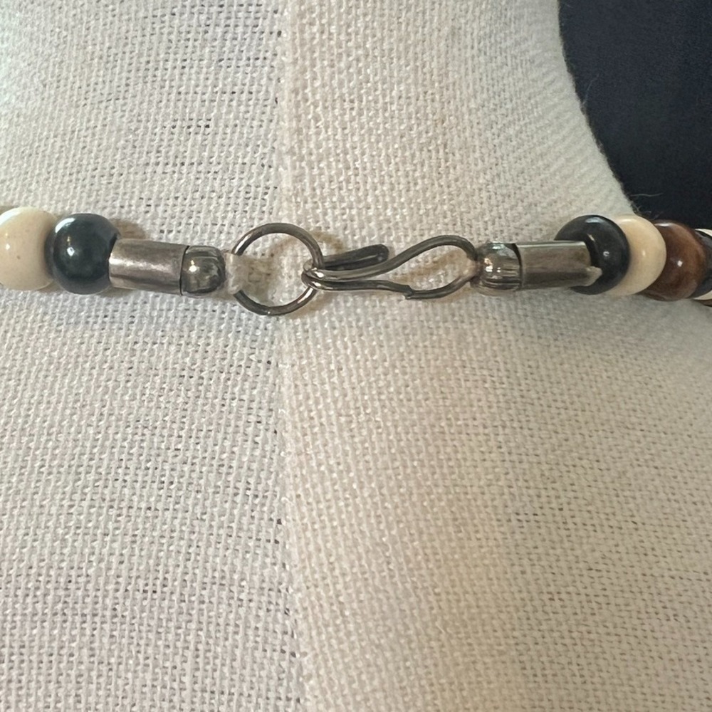 Vintage Bovine Bone & Horn Necklace 23" Chunky Tribal Style Beads Neutral Earthy - Picture 8 of 9